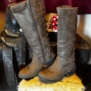 Girls Riding boot , lace-up back w/zip side closure